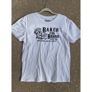 Jerome Baker Graphic T-shirt Baker & Co Brand Y2K Men's Medium White